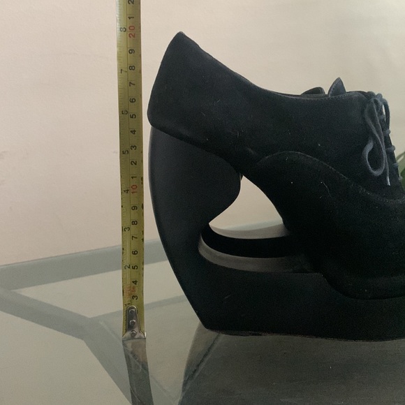 ALAIA PARIS Black Lace Up Wedge Sculptured Compensee Veau Shoes - Picture 12 of 14